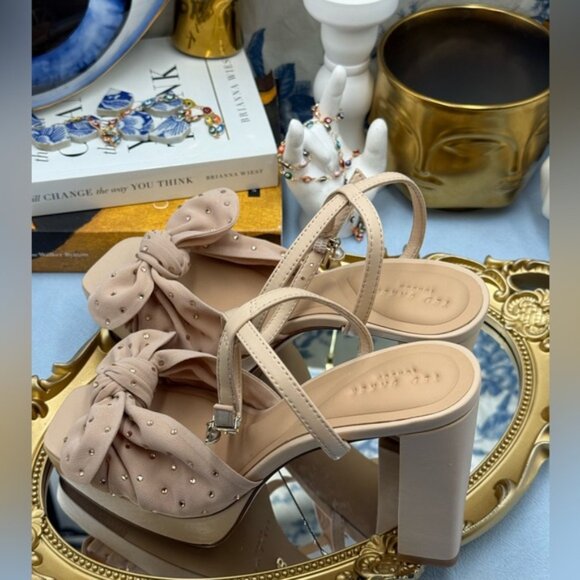 🆕 TED BAKER 🧿 NWOT MADDY Pink Crystal Embellished Bow Platform Sandals, Sz 7 - Picture 12 of 15